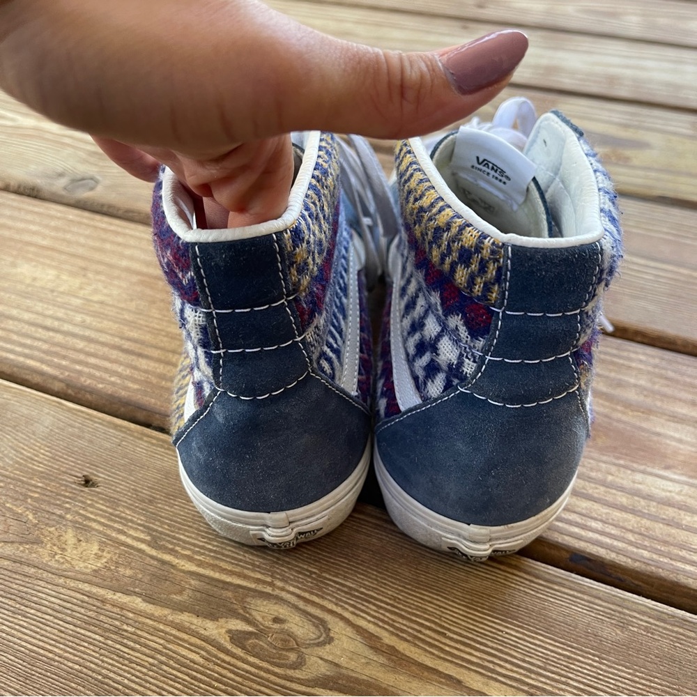 Vans Sk8-Hi Suede & Textile Patchwork Sneakers Navy Men’s 9.5 / Women’s 11 - Picture 3 of 5